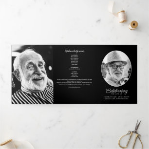 Celebration Of Life Obituary Service Order Funeral Tri-Fold Programme