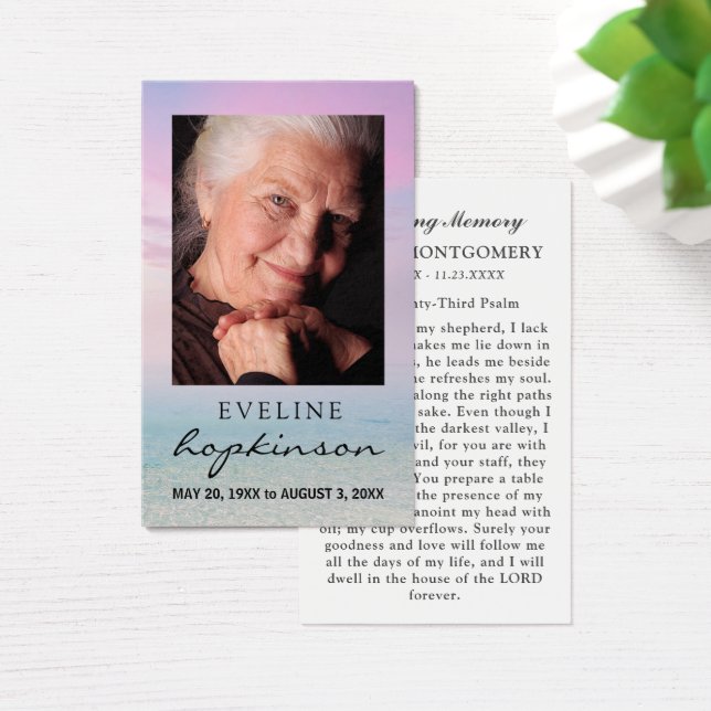 Celebration of Life Ocean Photo Prayer Card (Desk)