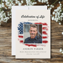 Celebration of Life Patriotic Photo Memorial Beige