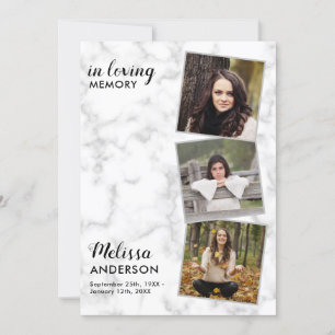 Celebration Of Life Personalized 3 Photo Funeral Invitation