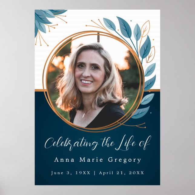 Celebration of Life Photo Bronze Memorial Funeral Poster (Front)