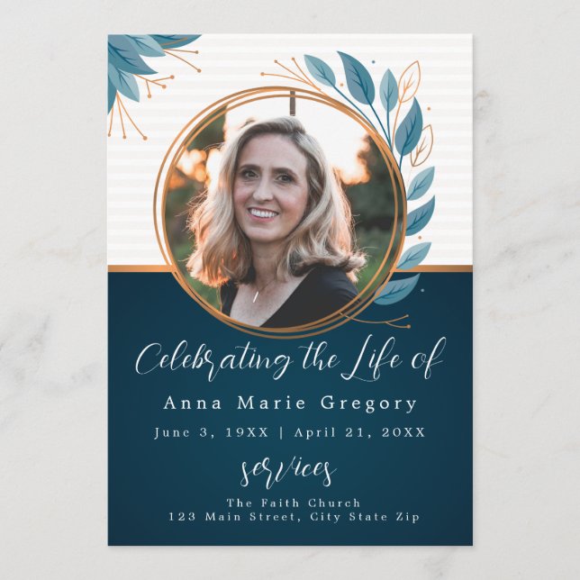 Celebration of Life Photo Bronze Memorial Funeral Program (Front)