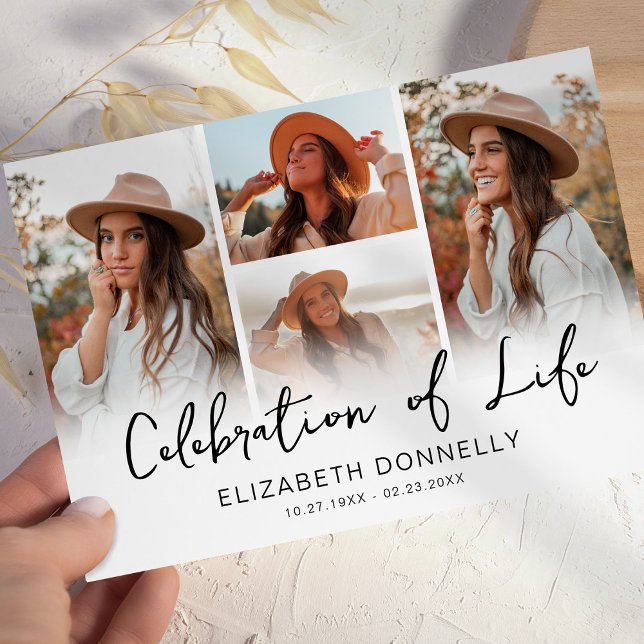 Celebration of Life Photo Collage Funeral Invitation (Creator Uploaded)