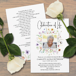 Celebration of Life Photo Funeral  Invitation