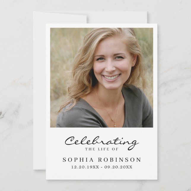 Celebration of Life Photo Funeral Memorial Card (Front)