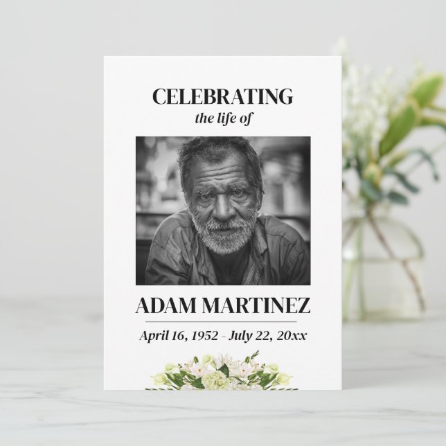Celebration Of Life Photo Funeral Memorial  Invitation (Standing Front)