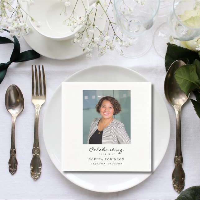 Celebration of Life Photo Funeral Memorial Napkin (Creator Uploaded)
