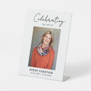 Celebration Of Life Photo Funeral Memorial  Pedestal Sign