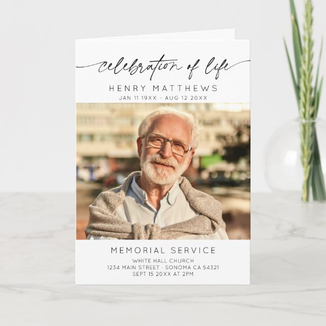 Celebration of Life Photo Funeral Order of Service Program (Front)
