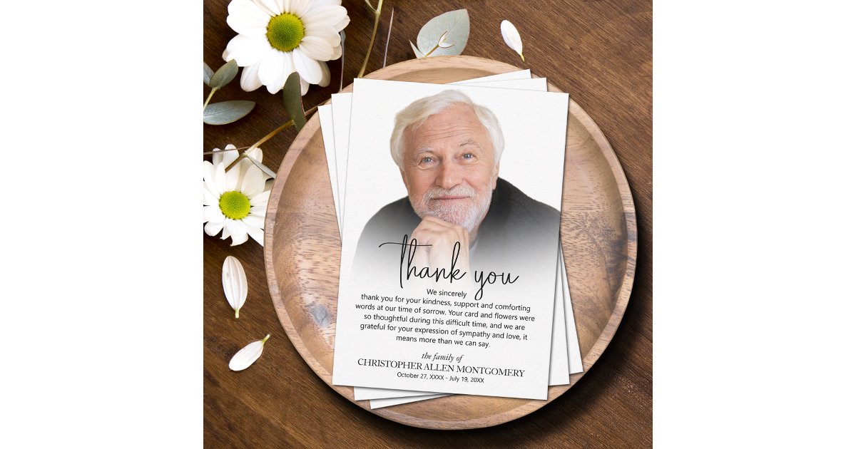 Celebration of Life Photo Funeral Thank You Card | Zazzle