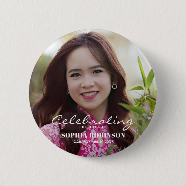 Celebration of Life Photo Memorial Keepsake 2 Inch Round Button (Front)