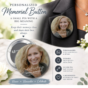 Celebration of Life Photo Memorial Keepsake 2 Inch Round Button