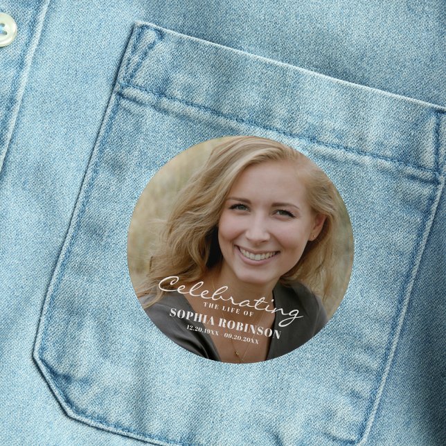 Celebration of Life Photo Memorial Keepsake 2 Inch Round Button (Creator Uploaded)