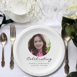 Celebration of Life Photo Memorial Keepsake Paper Plate