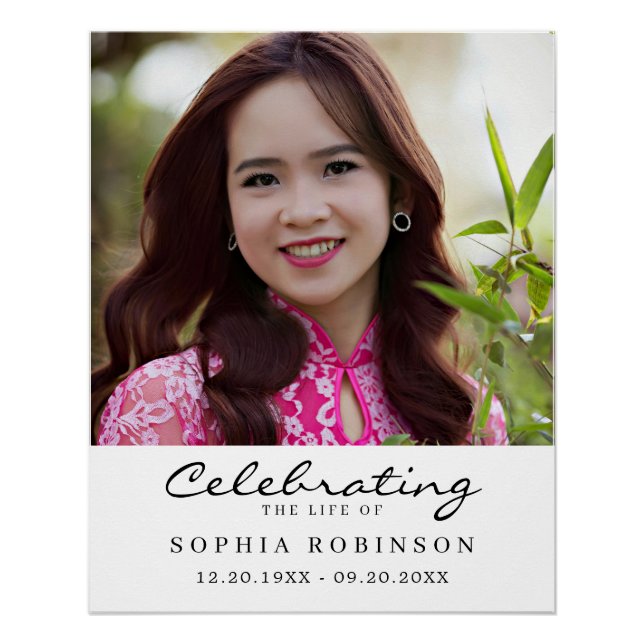 Celebration of Life Photo Memorial Keepsake Poster (Front)