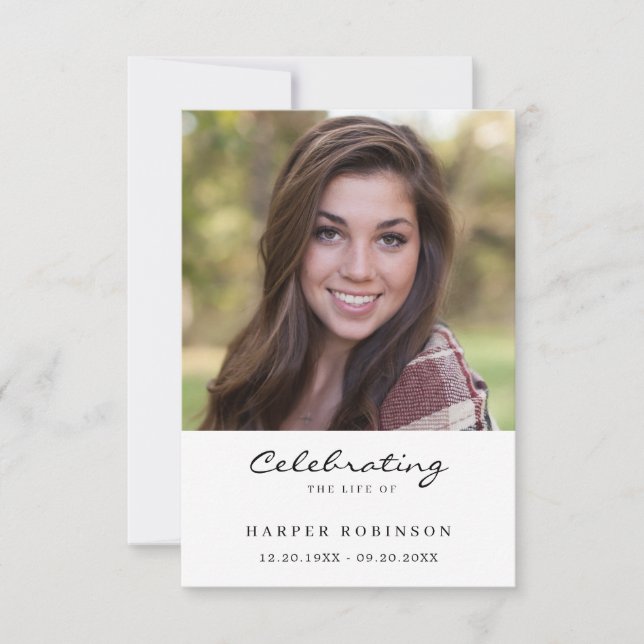 Celebration of Life Photo Memorial Prayer Card (Front)