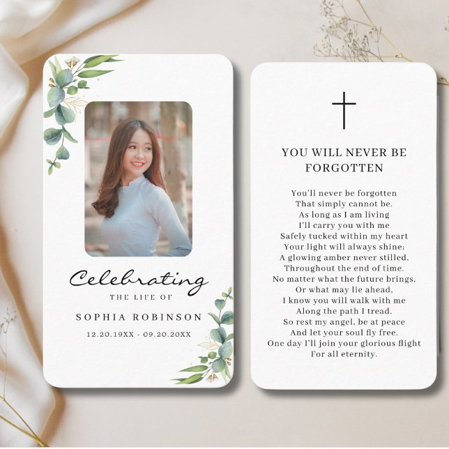Celebration of Life Photo Memorial Prayer Card (Creator Uploaded)