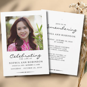 Celebration of Life Photo Modern Memorial  Invitation