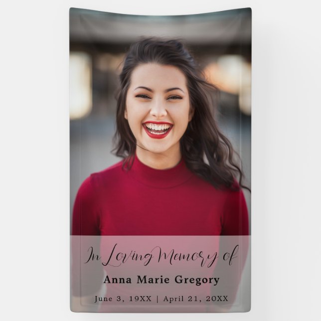 Celebration of Life Photo Simple Memorial Funeral Banner (Vertical)