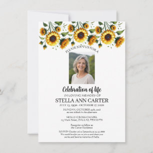 Celebration of Life Photo Sunflowers Funeral  Invitation