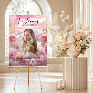Celebration of Life Pink Roses Memorial Poster
