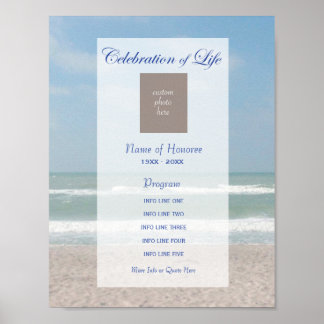 Celebration of Life Program Beach and Photo Poster