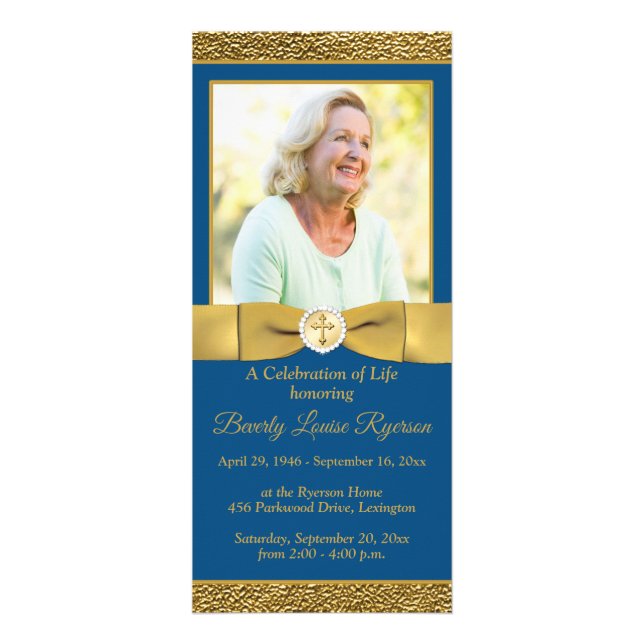 Celebration of Life Program with Photo Blue (Front)