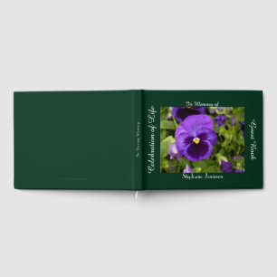 Celebration of Life Purple Flower Pansy Floral Guest Book