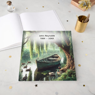 Celebration of Life Rowboat Under a Willow Tree Guest Book