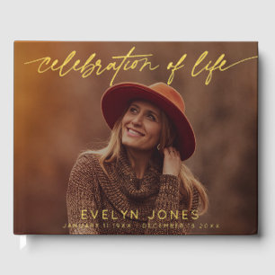 Celebration of Life Script Funeral Photo   Black  Guest Book