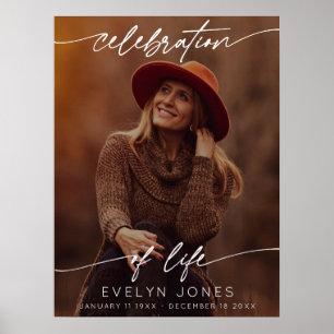 Celebration of Life Script Funeral Photo   Black Poster