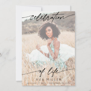 Celebration of Life Script Funeral Photo   White Thank You Card