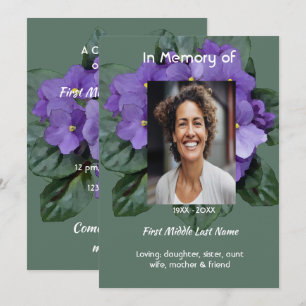 Celebration of Life Service African Violet Invitation