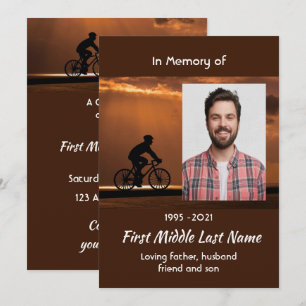 Celebration of Life Service Biking Cycling Bike  Invitation