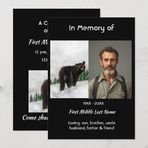 Celebration of Life Service Black Bear Animal Invitation