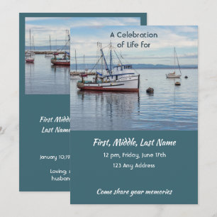 Celebration of Life Service  Commercial Fisherman Invitation