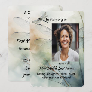 Celebration of Life Service Custom Dragonfly Invitation