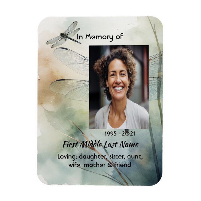 Celebration of Life Service Custom Dragonfly Magnet (Vertical)