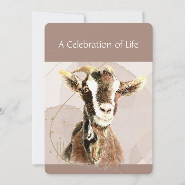 Celebration of Life Service Goat Farm Animal  Invitation (Front)