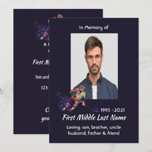 Celebration of Life Service  Hockey Player Sport Save The Date