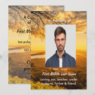 Celebration of Life Service Invite Golden Sunrise