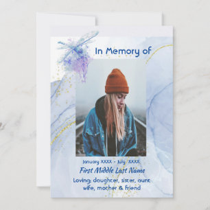 Celebration of Life Service Memorial Dragonfly  Invitation
