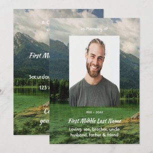 Celebration of Life Service Mountain Lake Scenery Invitation
