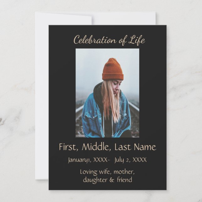 Celebration of Life Service  Music Guitar  Invitation (Front)