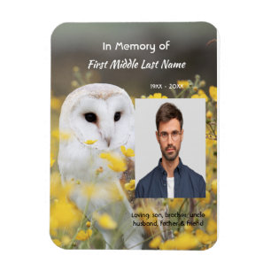 Celebration of Life Service Photo Barn Owl Bird  Magnet