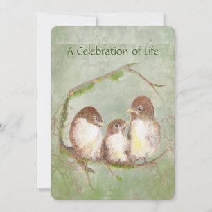 Celebration of Life Service Sparrow Bird Family Invitation