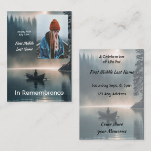 Celebration of Life Service  Wilderness Lake Canoe Business Card