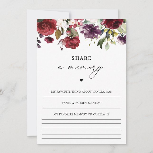 Celebration Of Life Share A Memory Card (Front)