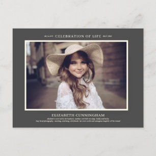 Celebration of Life Simple Chic Elegant Photo Invitation Postcard
