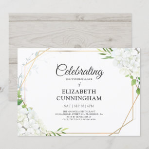 Celebration of Life Simple Floral Geometric Woodsy Invitation